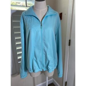Vintage Koret Zip Track Jacket Size M Coastal Embroidery Grandmacore Athleisure